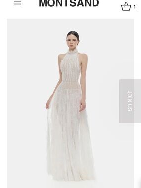 Montsand White Halter Lace Bridal Gown new with tags